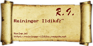 Reininger Ildikó névjegykártya